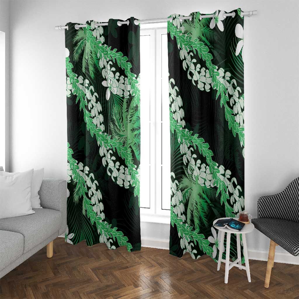 Puakenikeni Maile Lei Window Curtain Frangipani Green Tropical Leaves LT01 With Grommets Green - Polynesian Pride