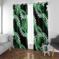 Puakenikeni Maile Lei Window Curtain Frangipani Green Tropical Leaves LT01 With Grommets Green - Polynesian Pride