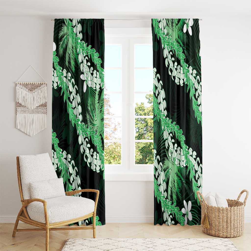 Puakenikeni Maile Lei Window Curtain Frangipani Green Tropical Leaves LT01 - Polynesian Pride