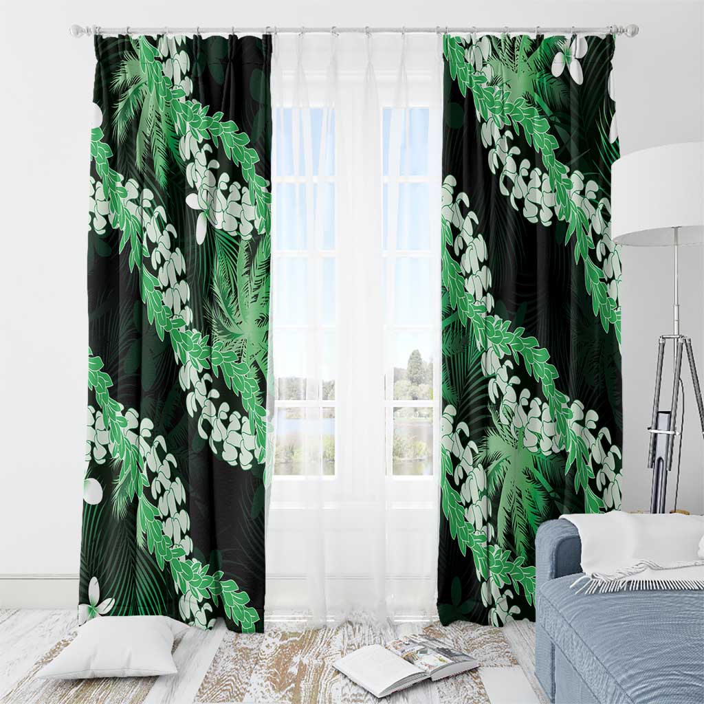 Puakenikeni Maile Lei Window Curtain Frangipani Green Tropical Leaves LT01 - Polynesian Pride