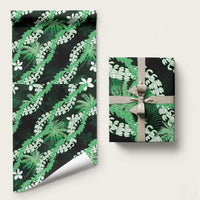 Puakenikeni Maile Lei Wrapping Paper Frangipani Green Tropical Leaves LT01 58" × 23" Green - Polynesian Pride
