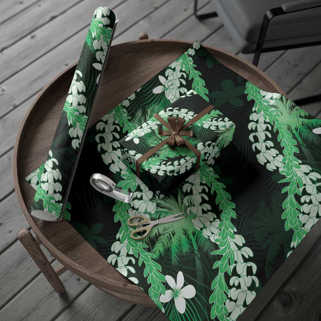 Puakenikeni Maile Lei Wrapping Paper Frangipani Green Tropical Leaves LT01 - Polynesian Pride