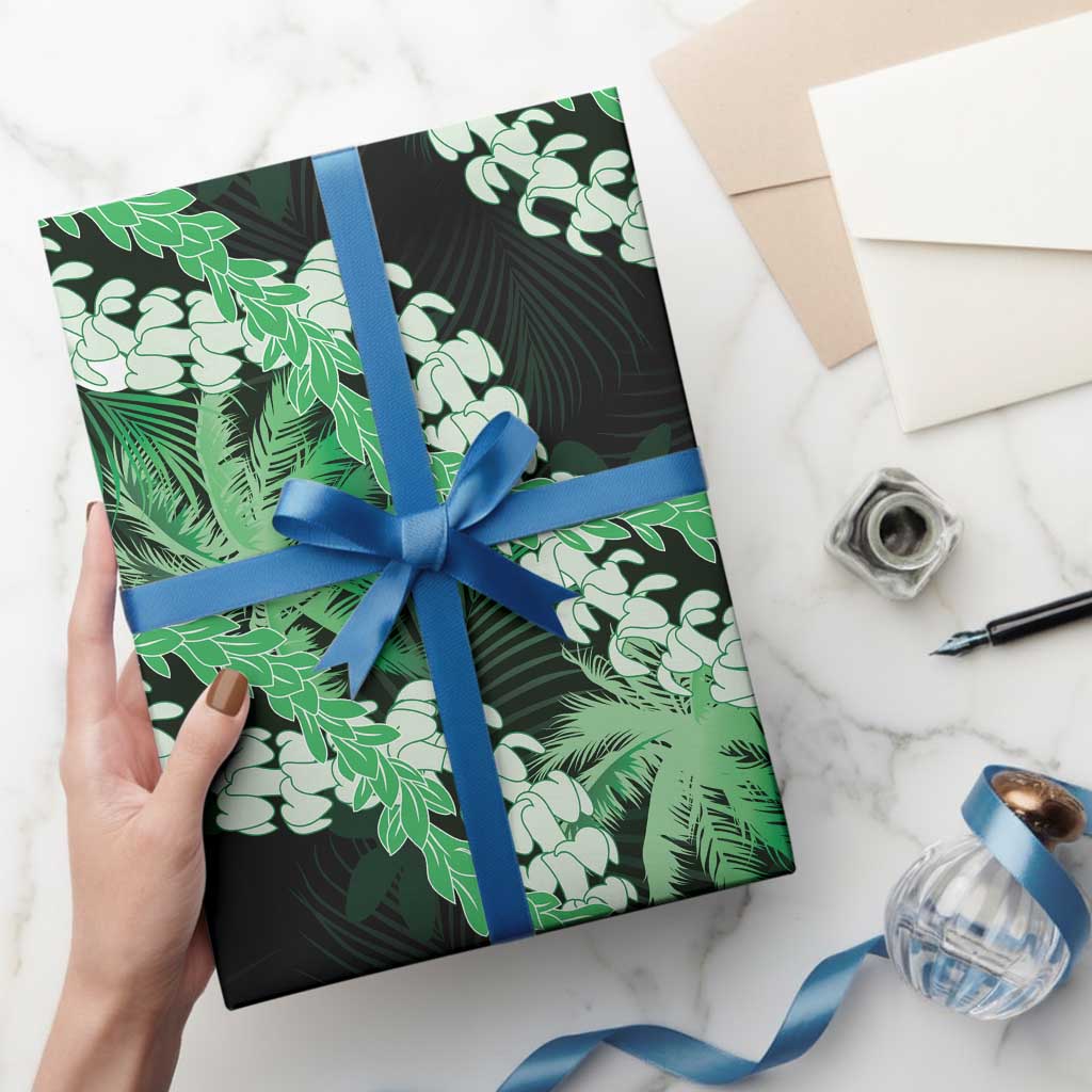 Puakenikeni Maile Lei Wrapping Paper Frangipani Green Tropical Leaves LT01 - Polynesian Pride