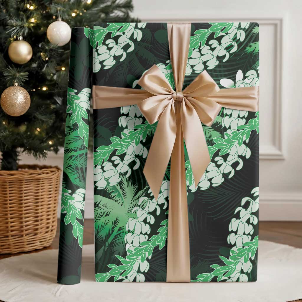 Puakenikeni Maile Lei Wrapping Paper Frangipani Green Tropical Leaves LT01 - Polynesian Pride