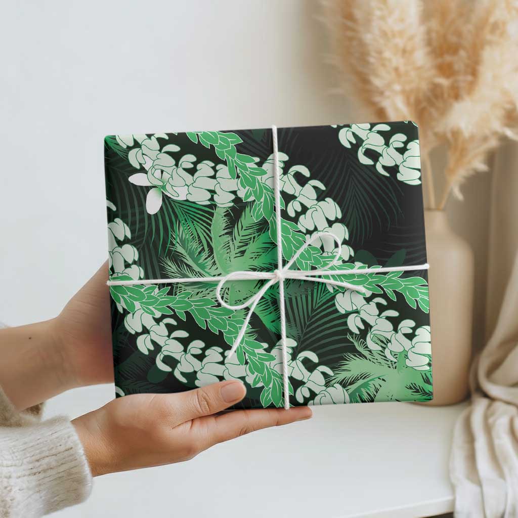 Puakenikeni Maile Lei Wrapping Paper Frangipani Green Tropical Leaves LT01 - Polynesian Pride