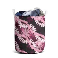 Puakenikeni Maile Lei Laundry Basket Frangipani Pink Tropical Leaves LT01 - Polynesian Pride