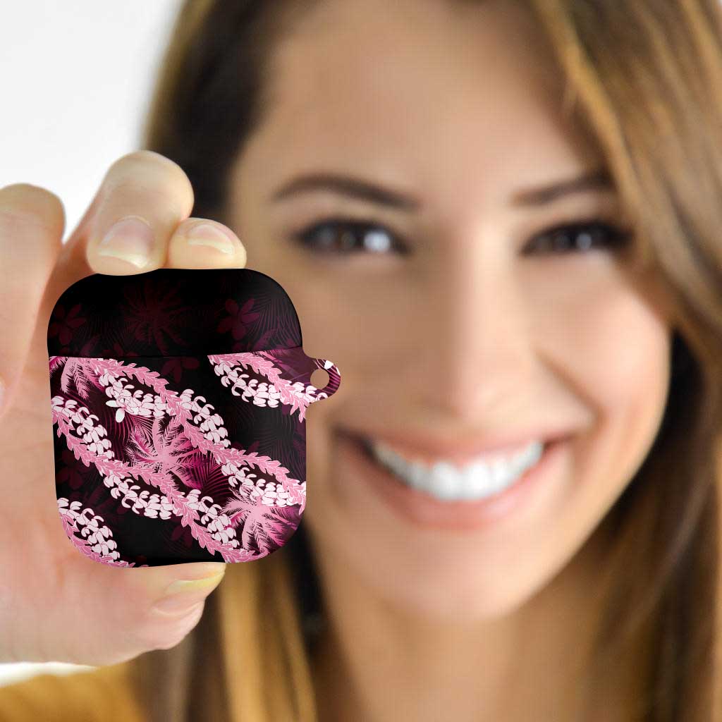 Puakenikeni Maile Lei AirPods Case Frangipani Pink Tropical Leaves LT01 - Polynesian Pride