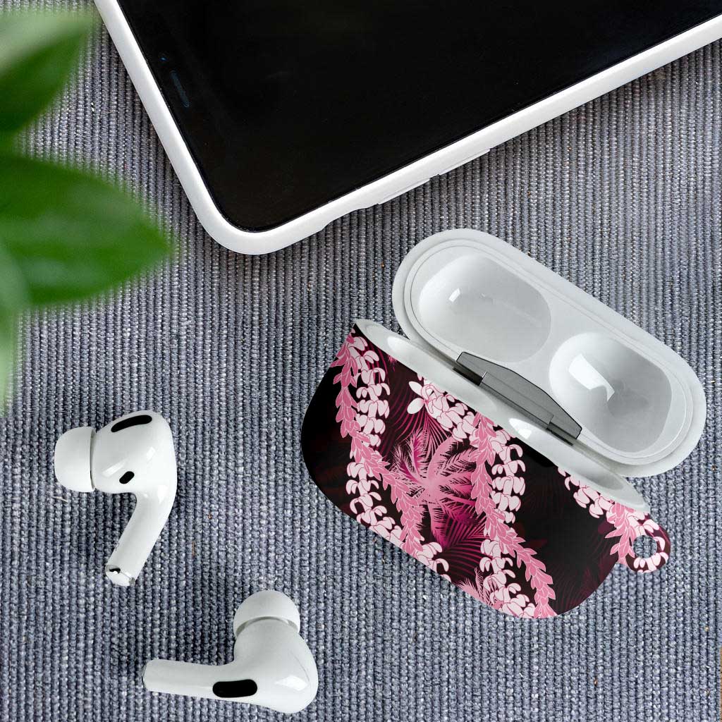 Puakenikeni Maile Lei AirPods Case Frangipani Pink Tropical Leaves LT01 - Polynesian Pride
