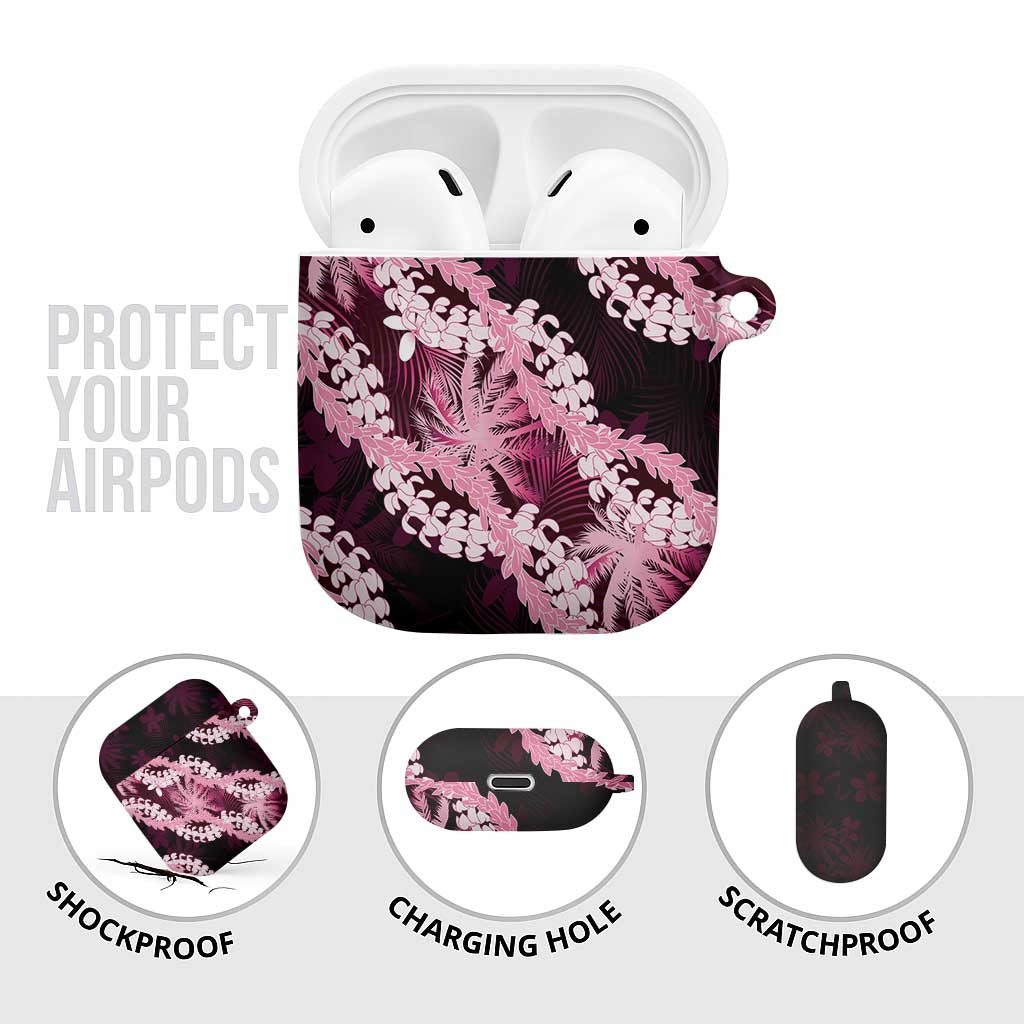 Puakenikeni Maile Lei AirPods Case Frangipani Pink Tropical Leaves LT01 - Polynesian Pride