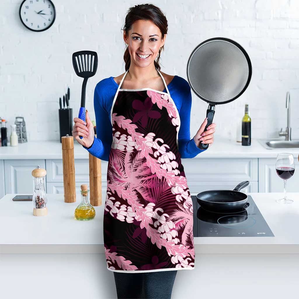 Puakenikeni Maile Lei Apron Frangipani Pink Tropical Leaves LT01 - Polynesian Pride