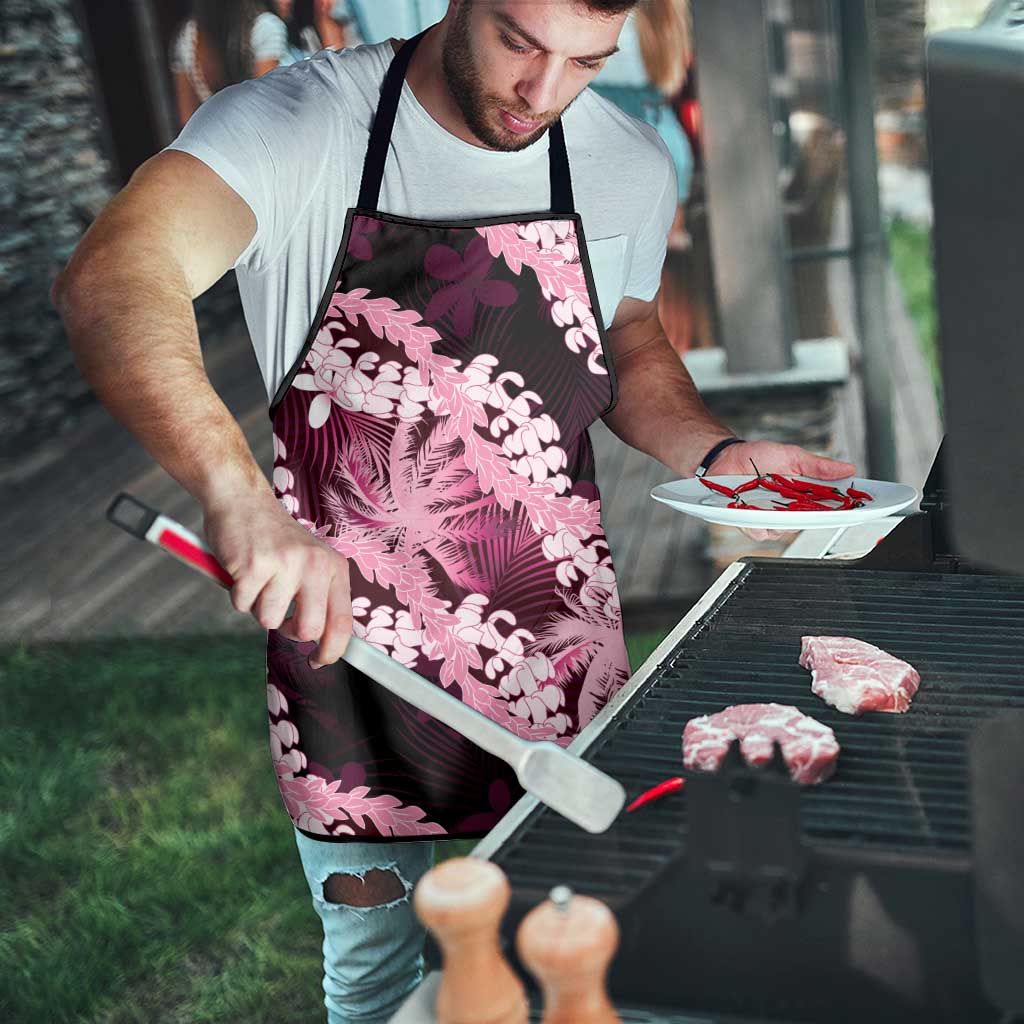 Puakenikeni Maile Lei Apron Frangipani Pink Tropical Leaves LT01 - Polynesian Pride