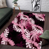 Puakenikeni Maile Lei Area Rug Frangipani Pink Tropical Leaves LT01 Pink - Polynesian Pride