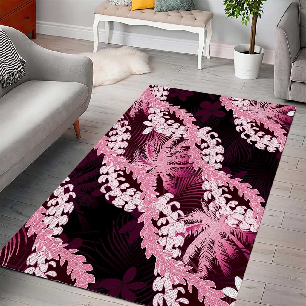 Puakenikeni Maile Lei Area Rug Frangipani Pink Tropical Leaves LT01 - Polynesian Pride