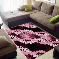 Puakenikeni Maile Lei Area Rug Frangipani Pink Tropical Leaves LT01 - Polynesian Pride