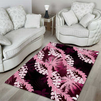Puakenikeni Maile Lei Area Rug Frangipani Pink Tropical Leaves LT01 - Polynesian Pride