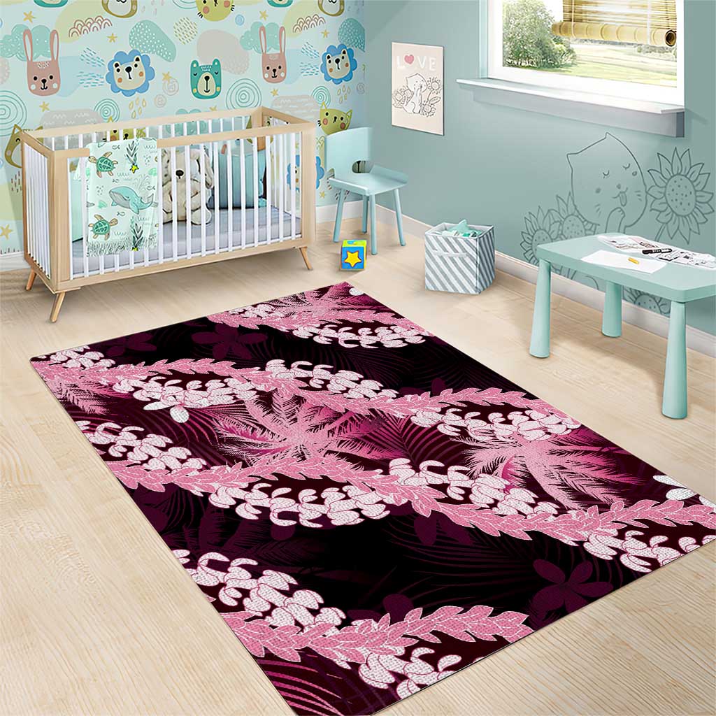 Puakenikeni Maile Lei Area Rug Frangipani Pink Tropical Leaves LT01 - Polynesian Pride