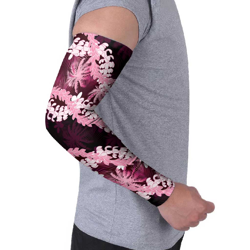 Puakenikeni Maile Lei Arm Sleeves Frangipani Pink Tropical Leaves LT01 - Polynesian Pride
