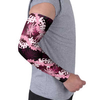 Puakenikeni Maile Lei Arm Sleeves Frangipani Pink Tropical Leaves LT01 - Polynesian Pride