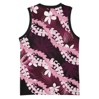 Puakenikeni Maile Lei Basketball Jersey Frangipani Pink Tropical Leaves LT01 - Polynesian Pride