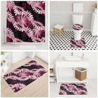 Puakenikeni Maile Lei Bathroom Set Frangipani Pink Tropical Leaves LT01 - Polynesian Pride