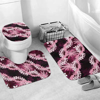 Puakenikeni Maile Lei Bathroom Set Frangipani Pink Tropical Leaves LT01 Mat Set Only (3 pcs) One Size Pink - Polynesian Pride