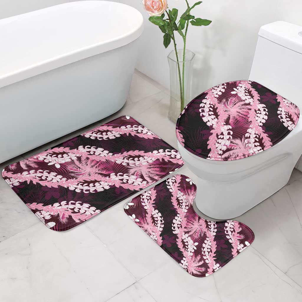 Puakenikeni Maile Lei Bathroom Set Frangipani Pink Tropical Leaves LT01 - Polynesian Pride
