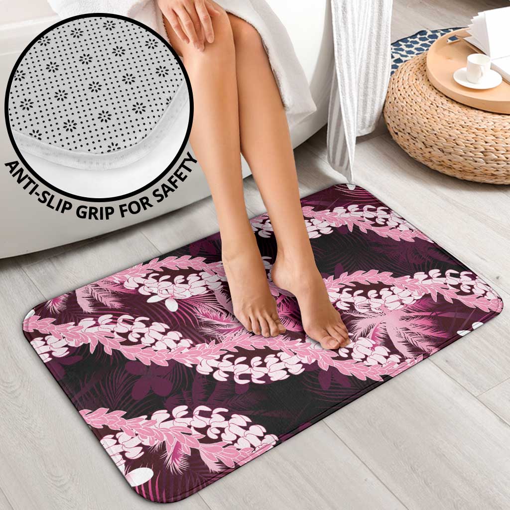 Puakenikeni Maile Lei Bathroom Set Frangipani Pink Tropical Leaves LT01 - Polynesian Pride