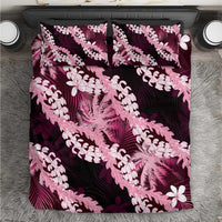 Puakenikeni Maile Lei Bedding Set Frangipani Pink Tropical Leaves