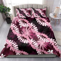 Puakenikeni Maile Lei Bedding Set Frangipani Pink Tropical Leaves