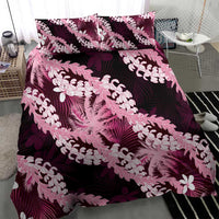 Puakenikeni Maile Lei Bedding Set Frangipani Pink Tropical Leaves