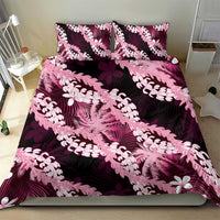 Puakenikeni Maile Lei Bedding Set Frangipani Pink Tropical Leaves