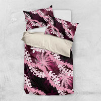 Puakenikeni Maile Lei Bedding Set Frangipani Pink Tropical Leaves