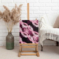 Puakenikeni Maile Lei Canvas Wall Art Frangipani Pink Tropical Leaves LT01 - Polynesian Pride