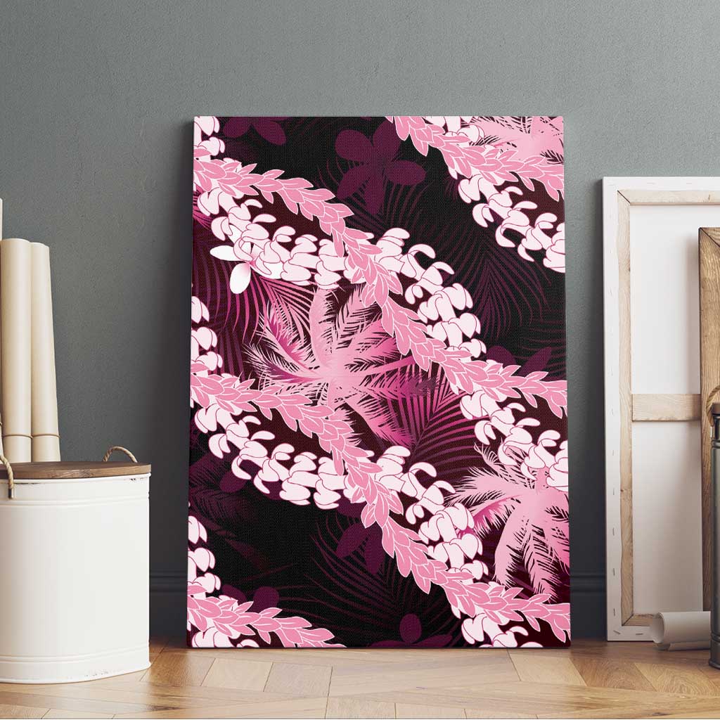 Puakenikeni Maile Lei Canvas Wall Art Frangipani Pink Tropical Leaves LT01 - Polynesian Pride