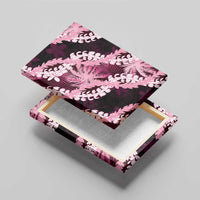 Puakenikeni Maile Lei Canvas Wall Art Frangipani Pink Tropical Leaves LT01 - Polynesian Pride