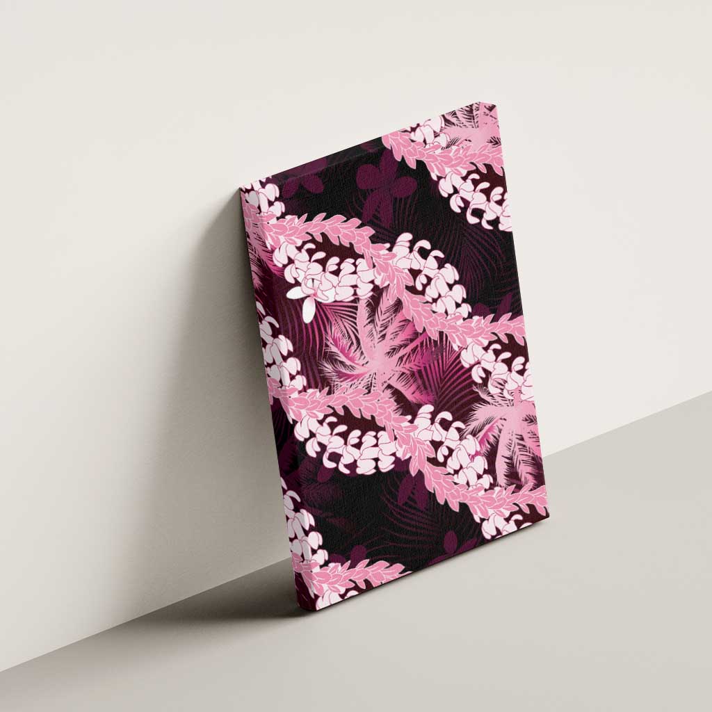 Puakenikeni Maile Lei Canvas Wall Art Frangipani Pink Tropical Leaves LT01 - Polynesian Pride