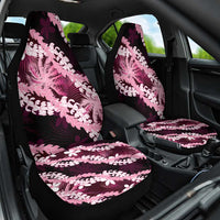 Puakenikeni Maile Lei Car Seat Cover Frangipani Pink Tropical Leaves