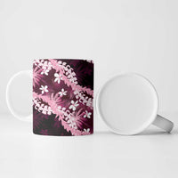 Puakenikeni Maile Lei Ceramic Mug Frangipani Pink Tropical Leaves LT01 - Polynesian Pride