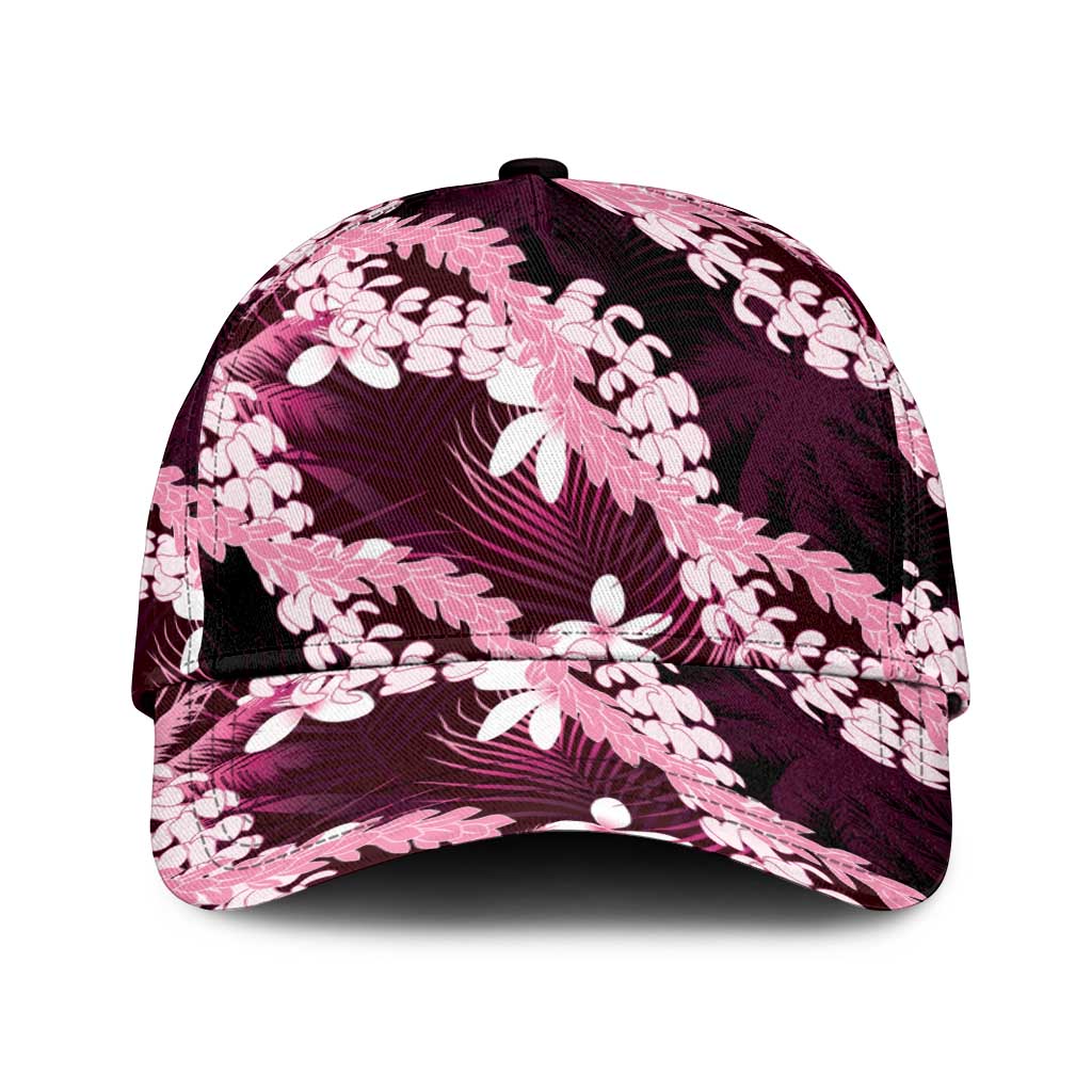 Puakenikeni Maile Lei Classic Cap Frangipani Pink Tropical Leaves LT01 Universal Fit Pink - Polynesian Pride