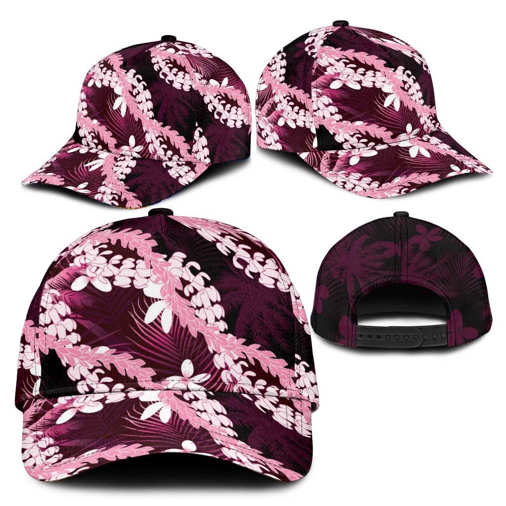 Puakenikeni Maile Lei Classic Cap Frangipani Pink Tropical Leaves LT01 - Polynesian Pride