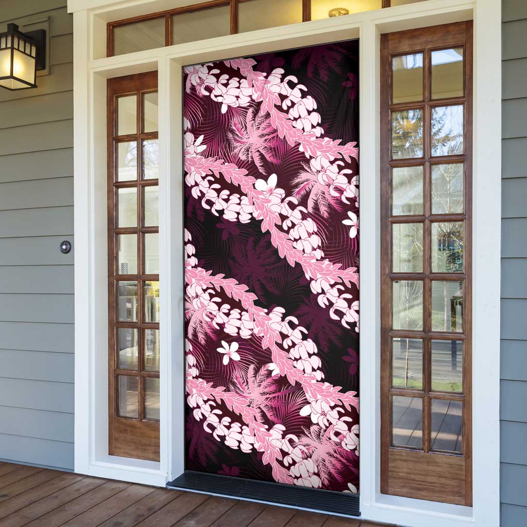 Puakenikeni Maile Lei Door Cover Frangipani Pink Tropical Leaves LT01 - Polynesian Pride