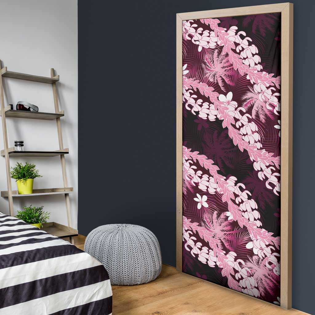 Puakenikeni Maile Lei Door Cover Frangipani Pink Tropical Leaves LT01 - Polynesian Pride