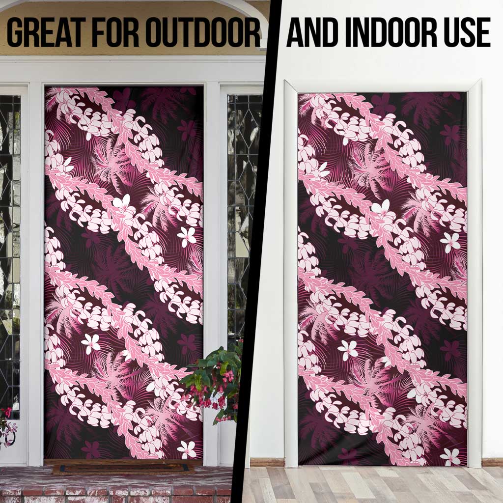 Puakenikeni Maile Lei Door Cover Frangipani Pink Tropical Leaves LT01 - Polynesian Pride