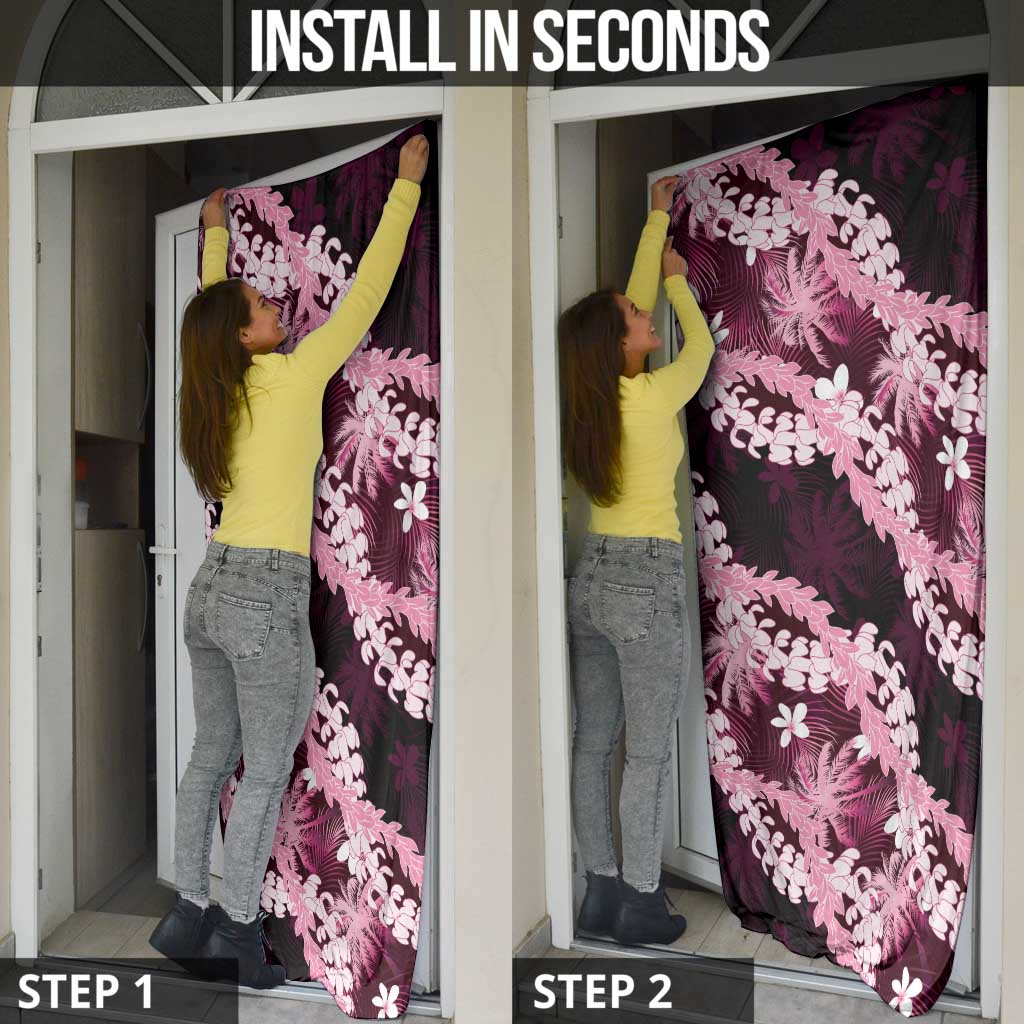 Puakenikeni Maile Lei Door Cover Frangipani Pink Tropical Leaves LT01 - Polynesian Pride