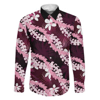 Puakenikeni Maile Lei Family Matching Off Shoulder Maxi Dress and Hawaiian Shirt Frangipani Pink Tropical Leaves
