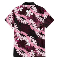 Puakenikeni Maile Lei Family Matching Puletasi and Hawaiian Shirt Frangipani Pink Tropical Leaves