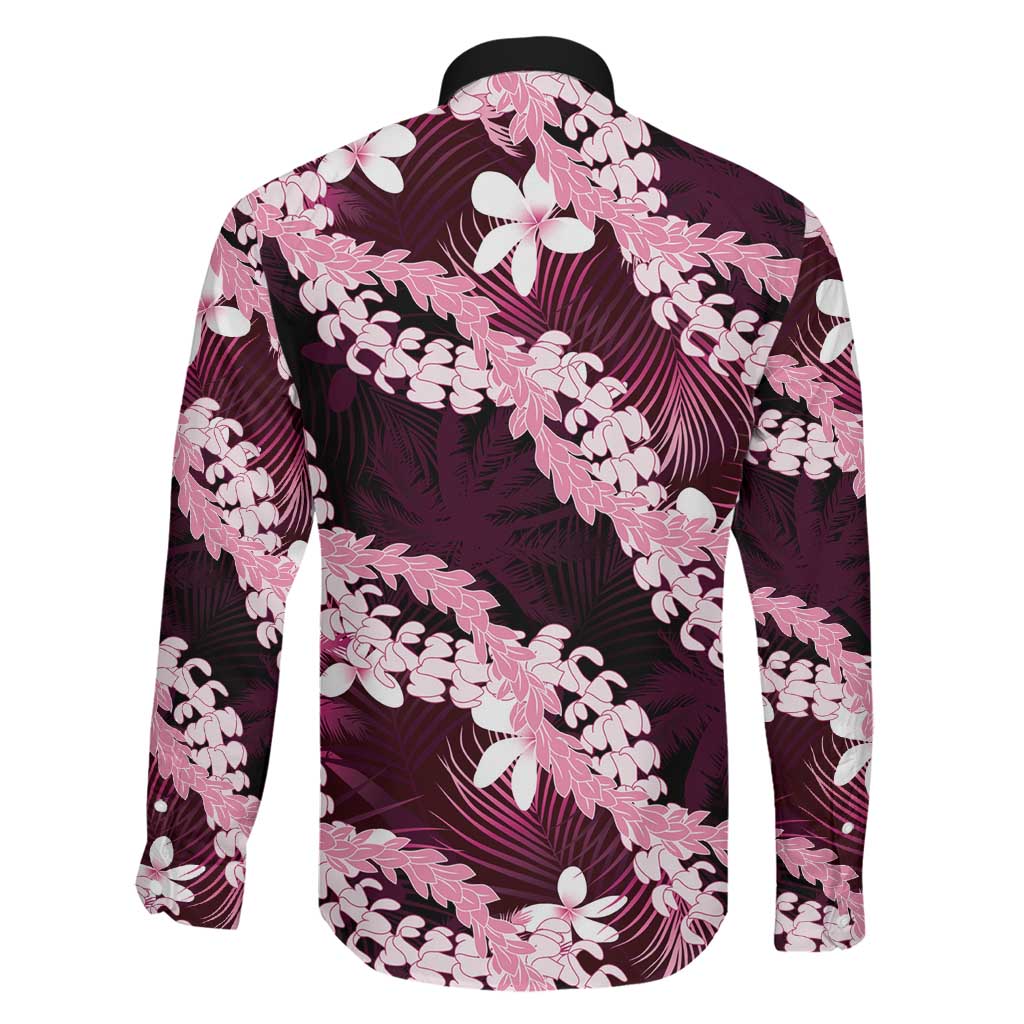 Puakenikeni Maile Lei Family Matching Summer Maxi Dress and Hawaiian Shirt Frangipani Pink Tropical Leaves