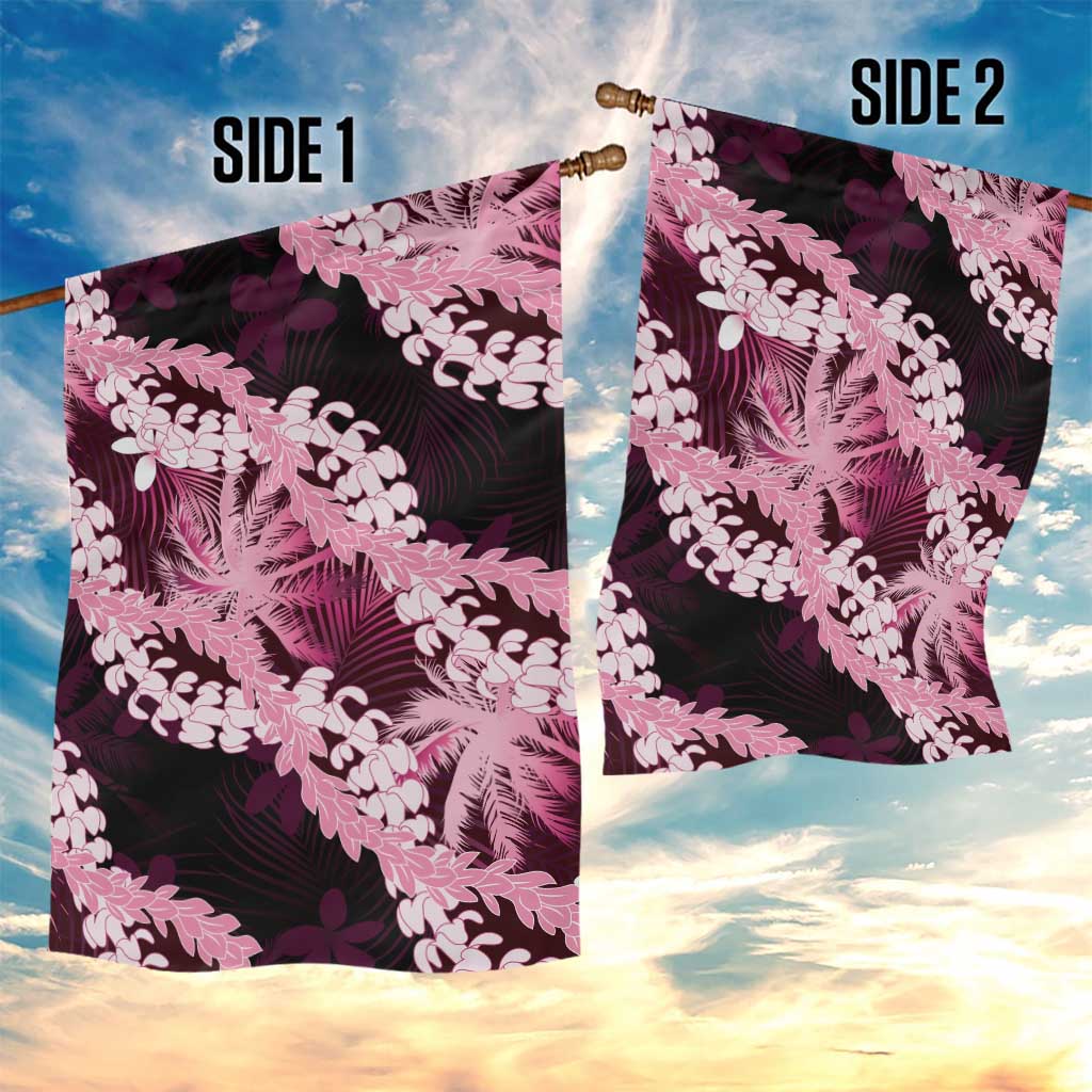 Puakenikeni Maile Lei Garden Flag Frangipani Pink Tropical Leaves LT01 - Polynesian Pride