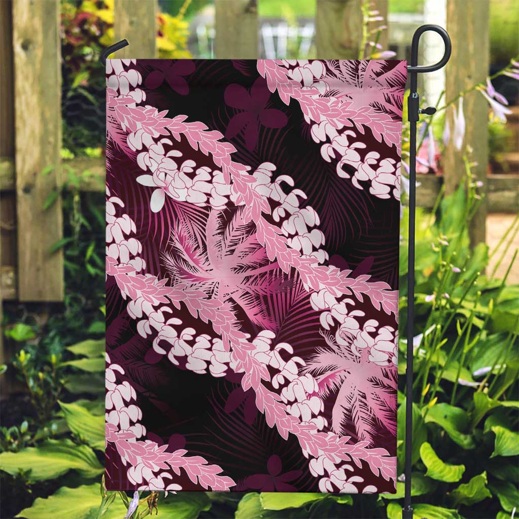 Puakenikeni Maile Lei Garden Flag Frangipani Pink Tropical Leaves LT01 Garden Flag Pink - Polynesian Pride