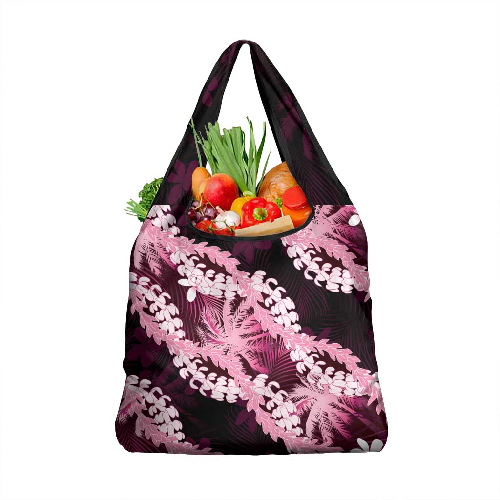Puakenikeni Maile Lei Grocery Bag Frangipani Pink Tropical Leaves LT01 1-pack One Size Pink - Polynesian Pride